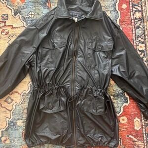 Black Les Copains sportswear jacket with adjustable waist and zipper jacket